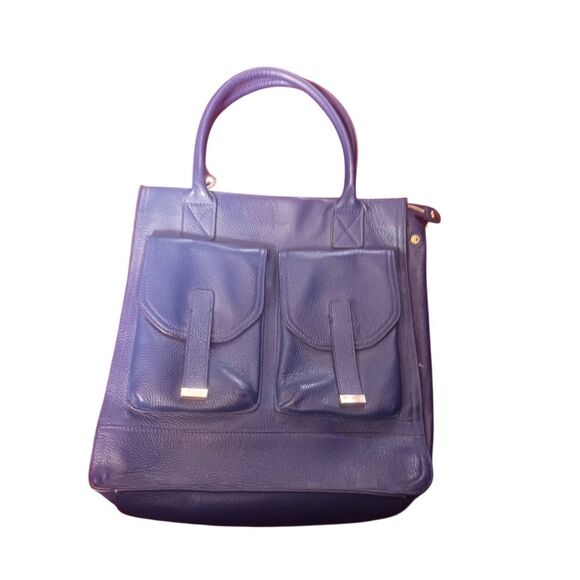 Electric blue leather handbag Kristen Bell for Erica Anenberg with wallet madiso - Picture 1 of 7